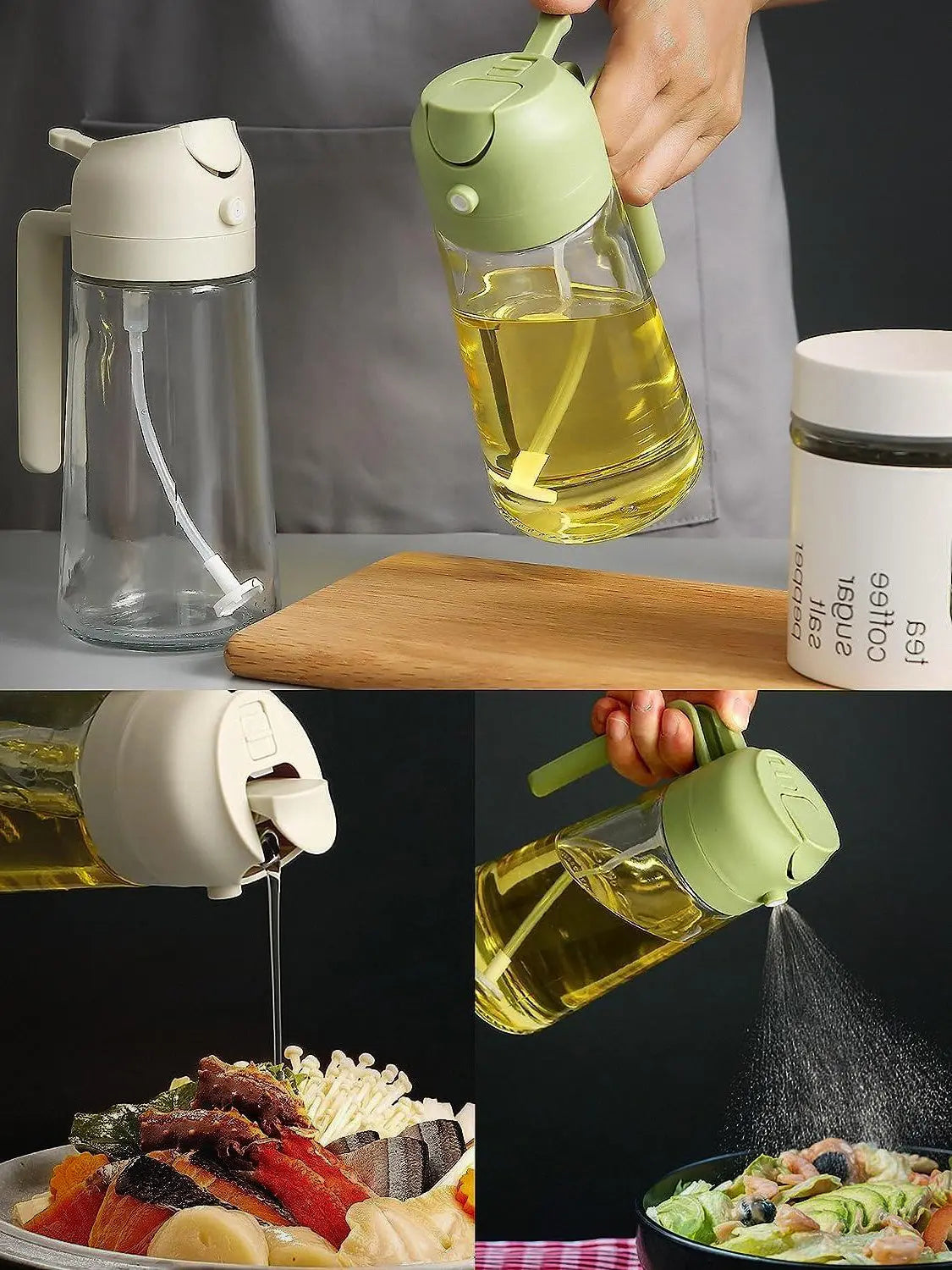 2-in-1 Oil Dispenser Set – Pour &amp; Spray for Cooking Ease